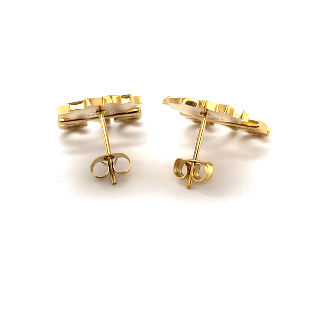 Pinecone Patchwork 14mm Studs with 575 Earrings (Gold Tone)