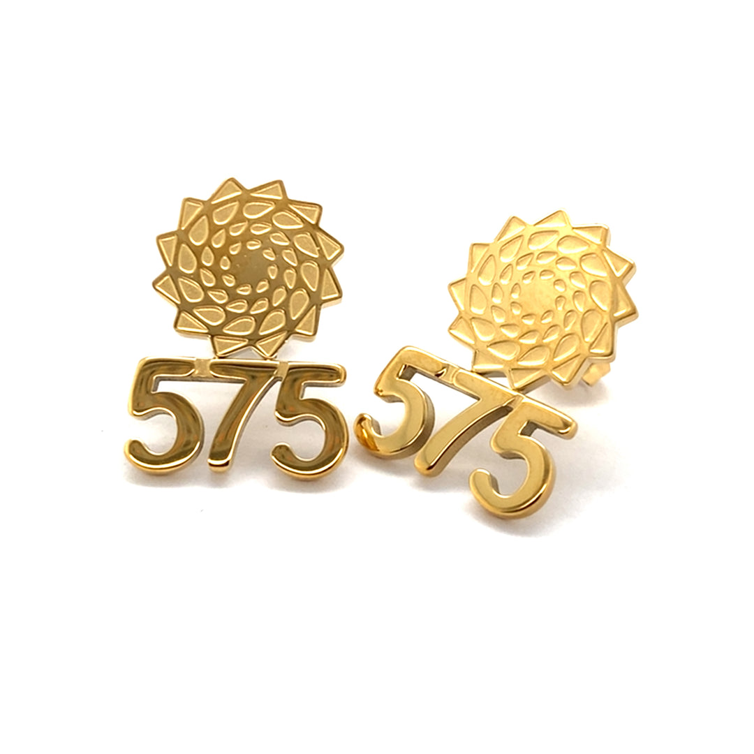 Pinecone Patchwork 14mm Studs with 575 Earrings (Gold Tone)