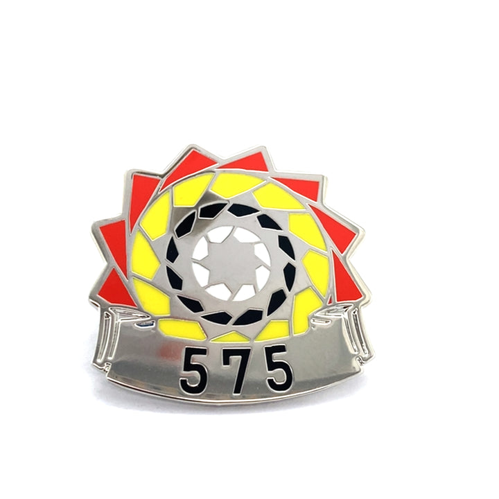 Pinecone Patchwork 575 lapel pin by TPL II featuring a colorful patchwork pinecone design as a stylish accessory.