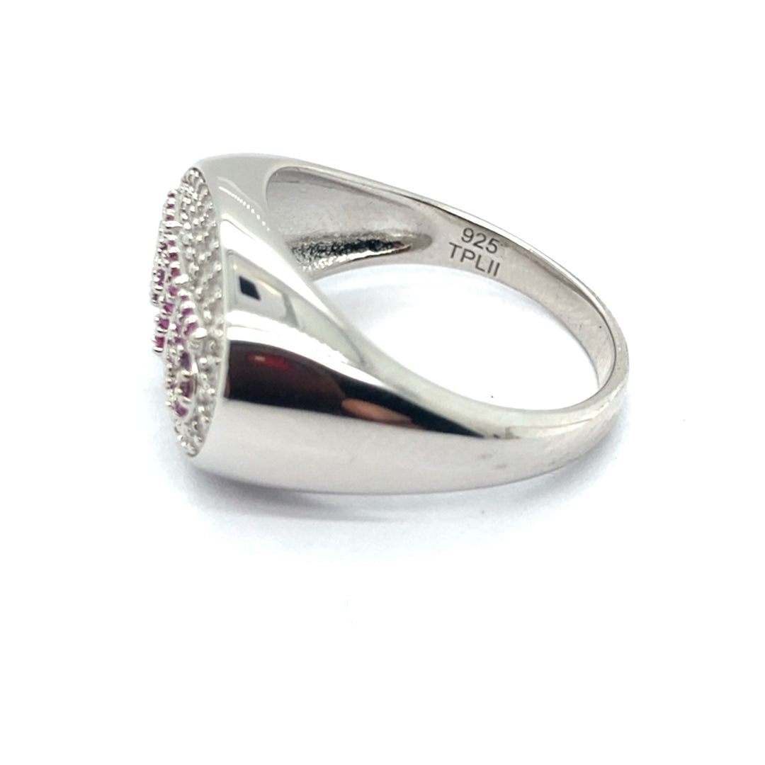 Sterling silver personalized 575 ring by TPL II featuring custom engravings and a sleek, polished design.