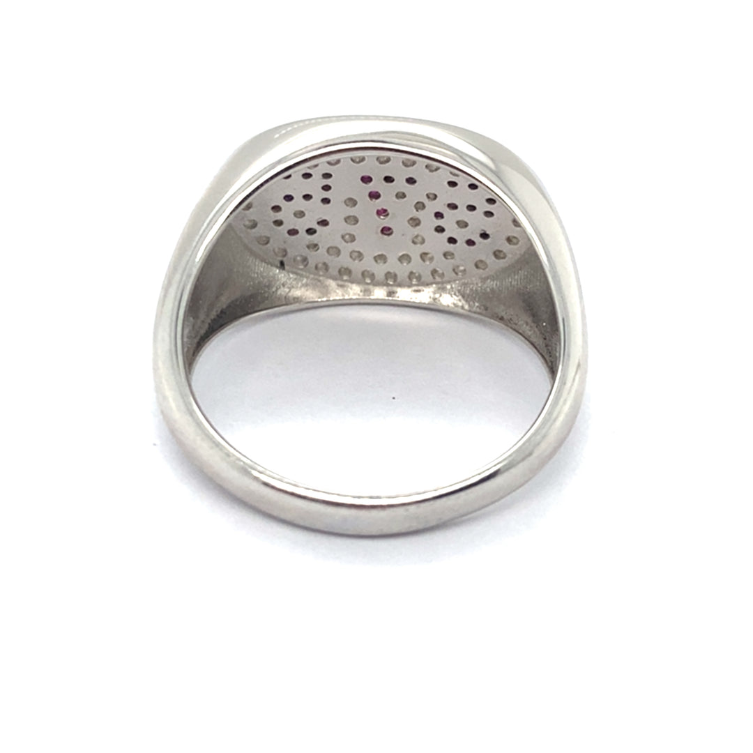 Sterling silver personalized 575 ring by TPL II featuring custom engraving and a sleek, polished band design.