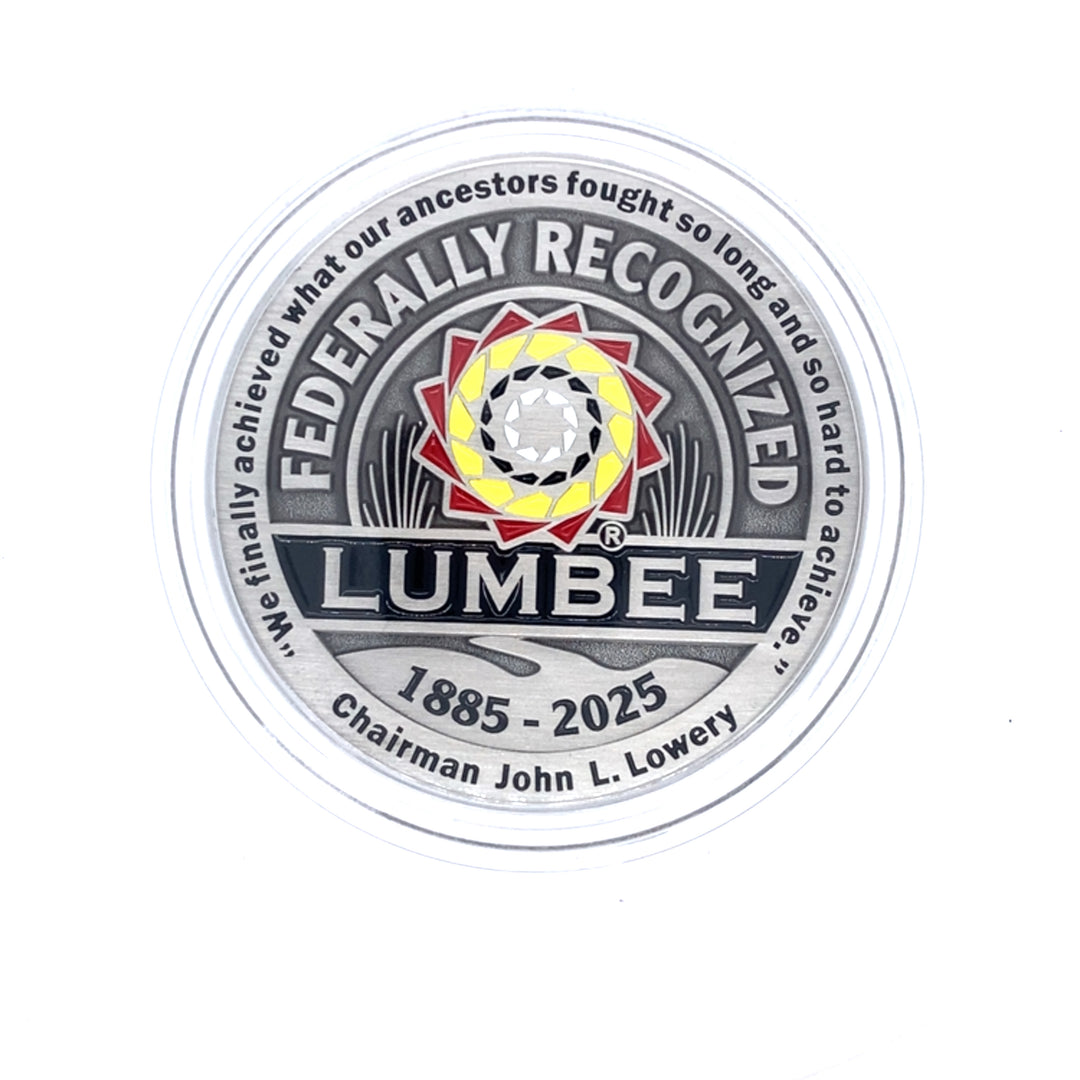 Lumbee 575 Full Federal Recognition Commemorative Coin gift by TPL II, featuring intricate design and official emblem.