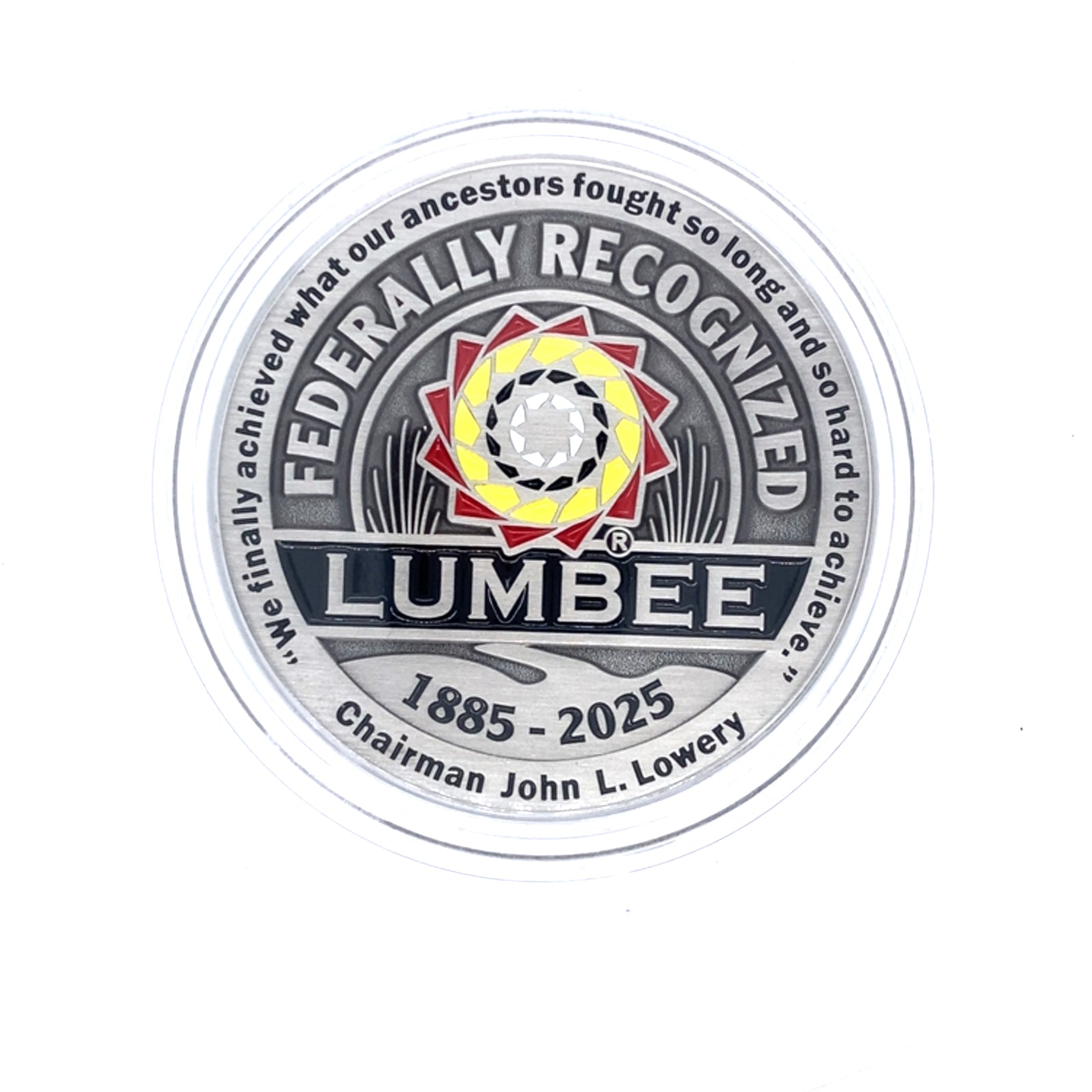 Lumbee 575 Full Federal Recognition Commemorative Coin gift by TPL II, featuring intricate design and official emblem.