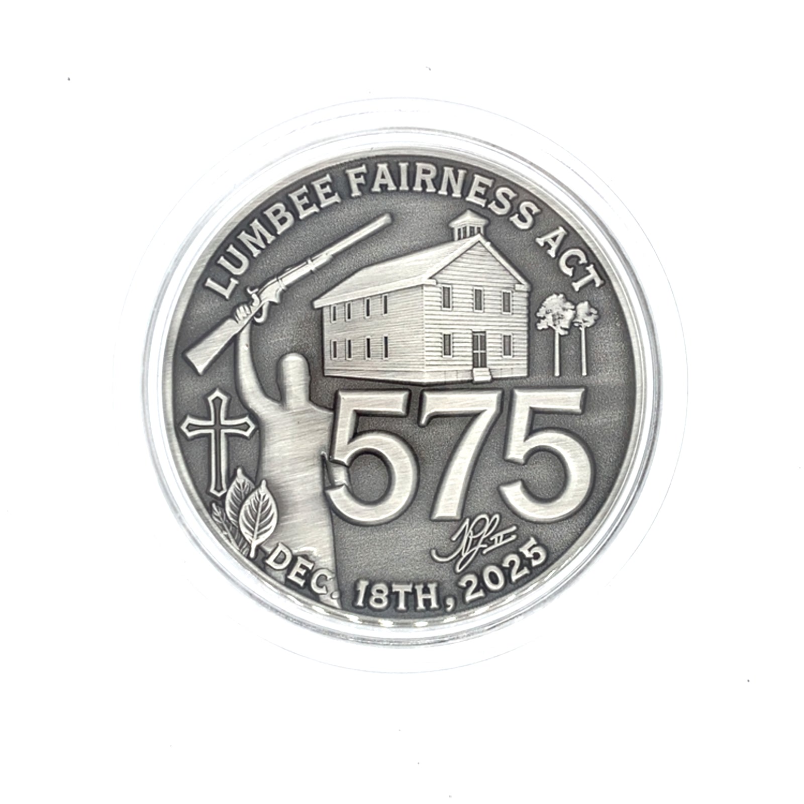 Lumbee 575 Full Federal Recognition Commemorative Coin gift by TPL II, featuring detailed design and engravings on the coin surface.