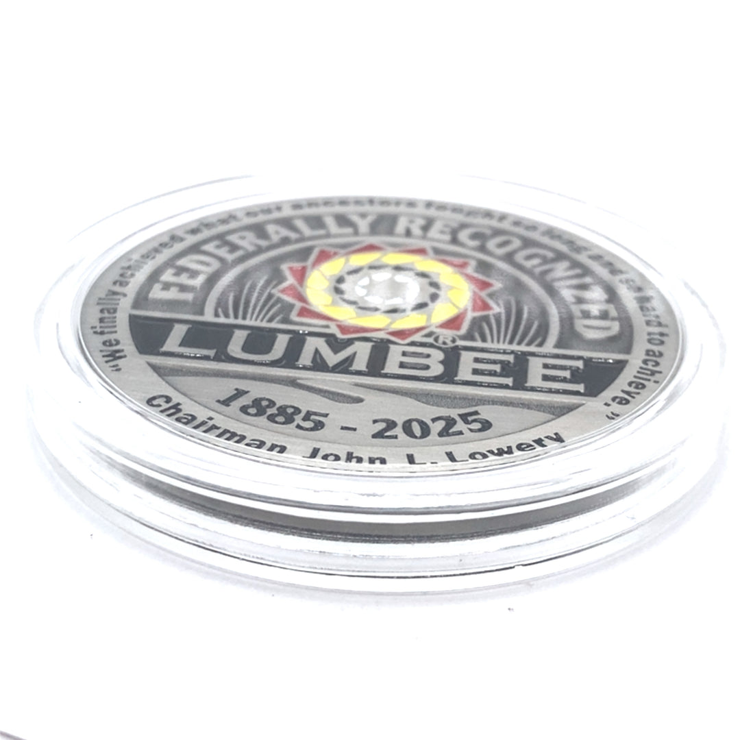 Lumbee 575 Full Federal Recognition Commemorative Coin gift by TPL II, featuring detailed engravings honoring Lumbee recognition.