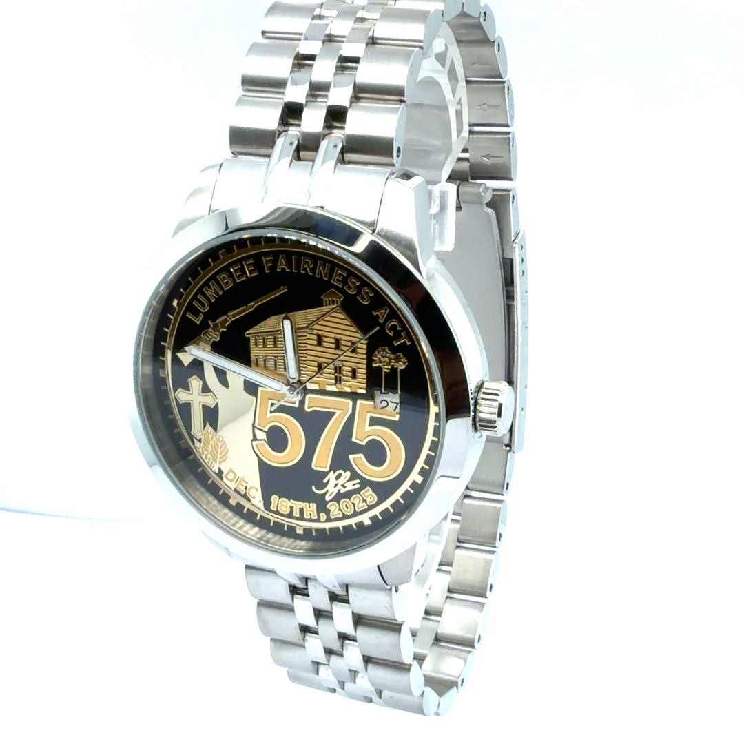 Lumbee Fairness Act Watch - Stainless - Gold Dial