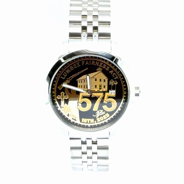 Lumbee Fairness Act Watch - Stainless - Gold Dial