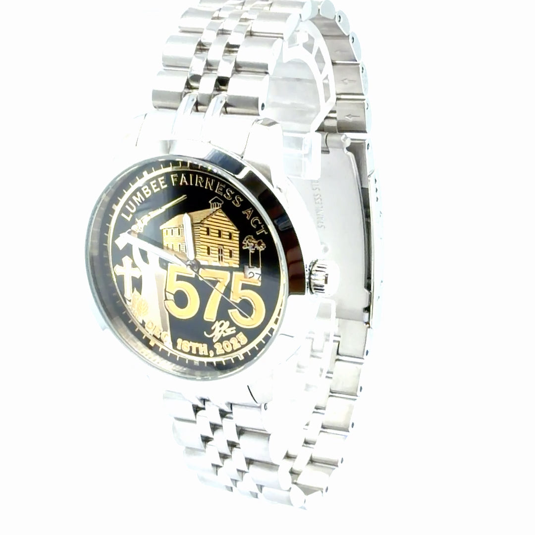 Lumbee Fairness Act Watch - Stainless - Gold Dial