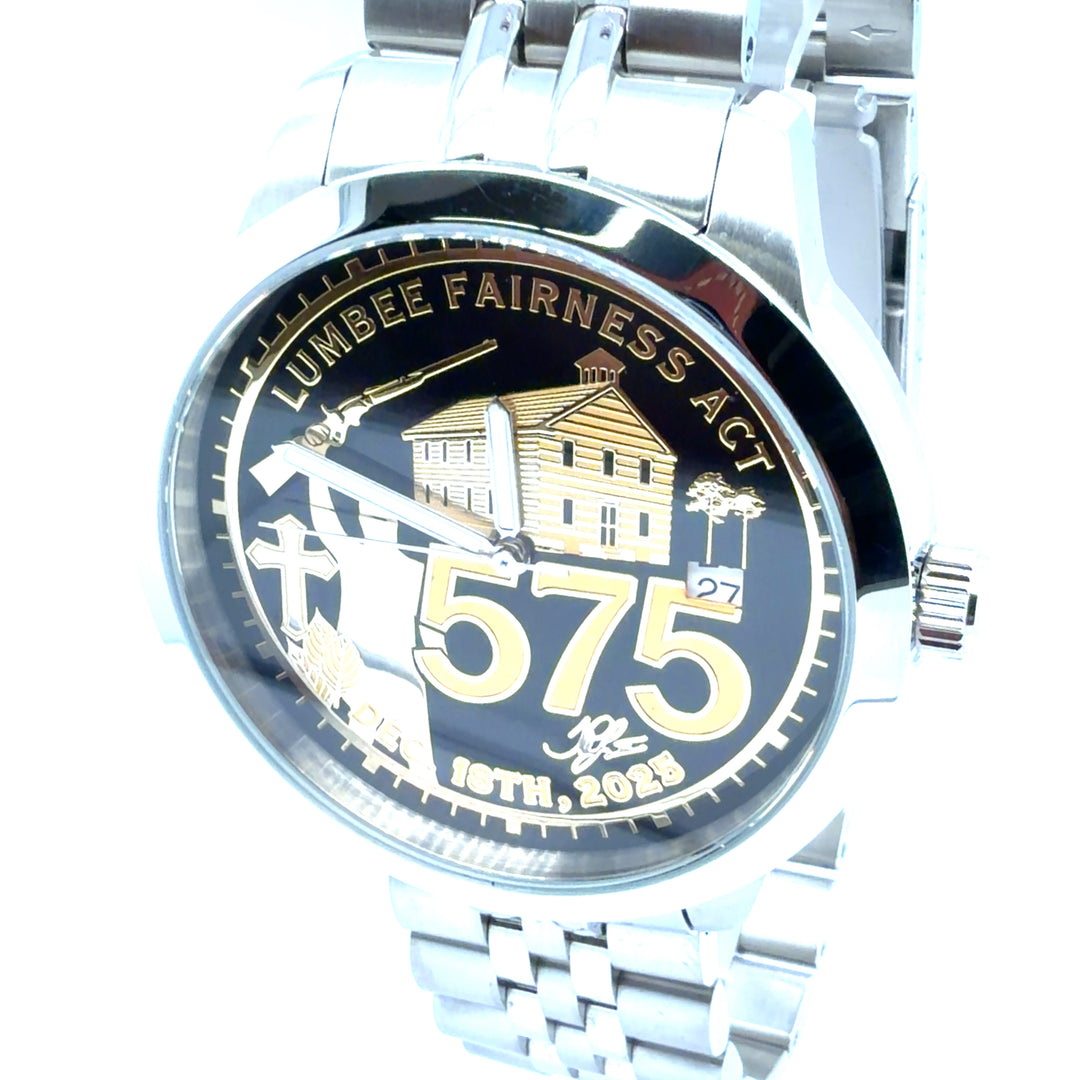 Lumbee Fairness Act Watch - Stainless - Gold Dial