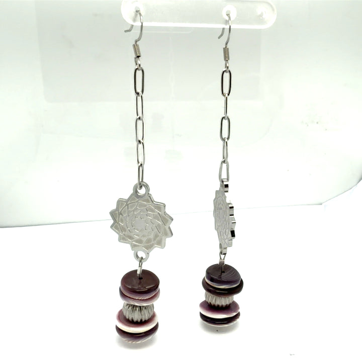 Wampum Pinecone Patchwork Earrings