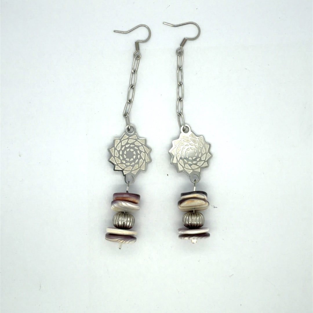 Wampum Pinecone Patchwork Earrings