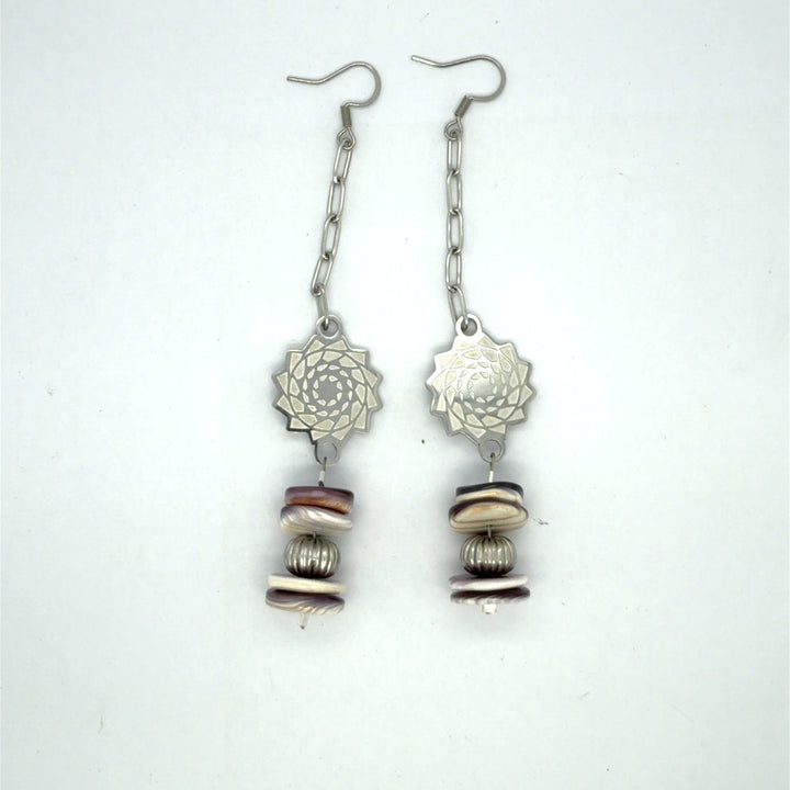 Wampum Pinecone Patchwork Earrings