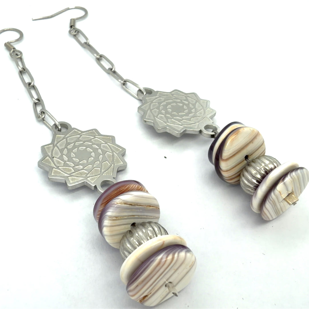 Wampum Pinecone Patchwork Earrings