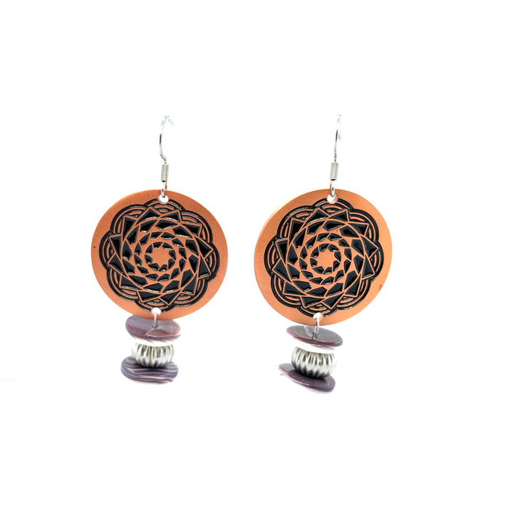 Wampum Copper Pinecone Patchwork Earrings