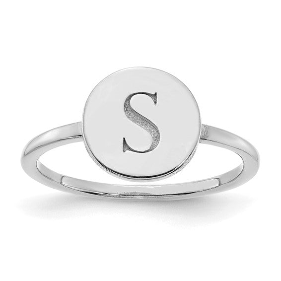 Initial Circle Signet Ring Personalized Sterling Silver