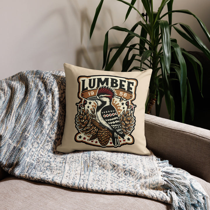 Pinecone Patchwork Woodpecker Premium Pillow