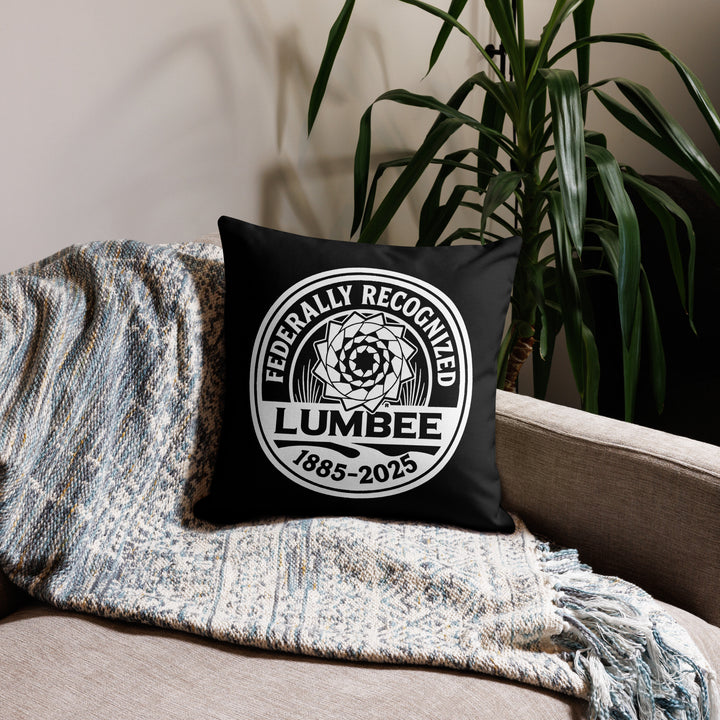 Printfull Lumbee Recognition premium pillow with vibrant all-over print, 18x18 inch decorative throw pillow design.