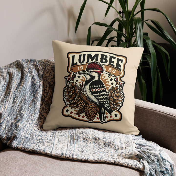 Pinecone Patchwork Woodpecker Premium Pillow