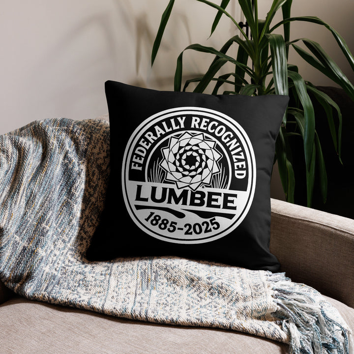 Printfull Lumbee Recognition premium pillow with all-over print design, 22x22 inch decorative throw pillow.
