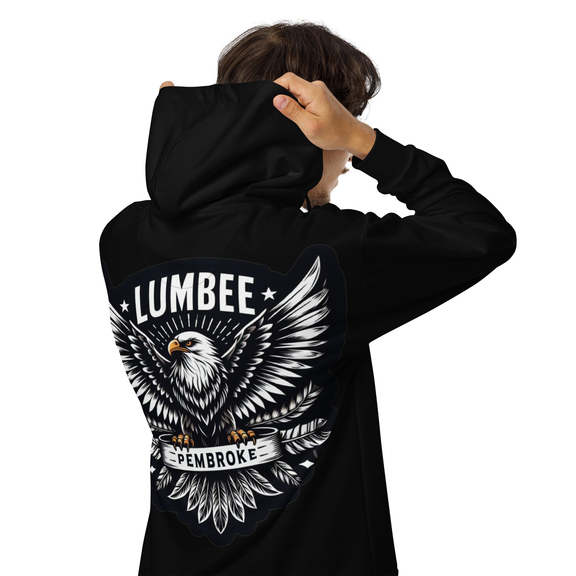 PINECONE PATCHWORK Eagle Lumbee Unisex zip hoodie – LumbeeJewelry.com