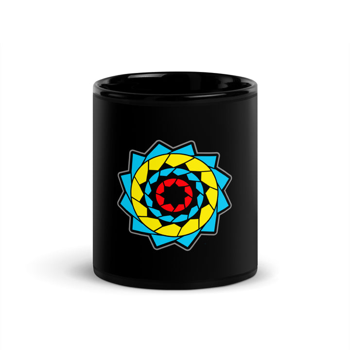 Pinecone Patchwork Black Glossy Coffee Mug