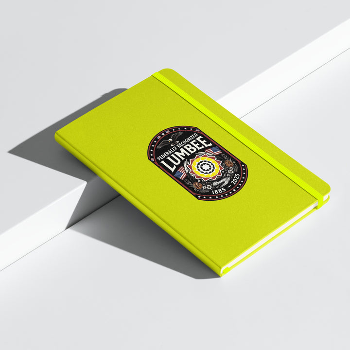 Hardcover Lumbee Recognition notebook by Printfull featuring a lime cover with commemorative design and durable binding.