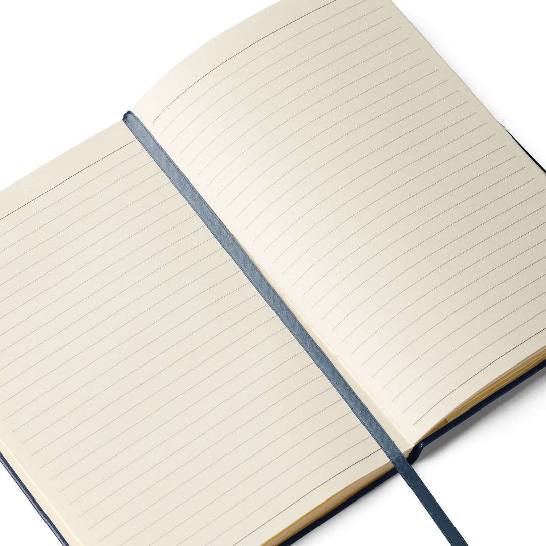 Navy hardcover Lumbee Recognition commemorative notebook by Printfull, with embossed design and lined pages for writing.