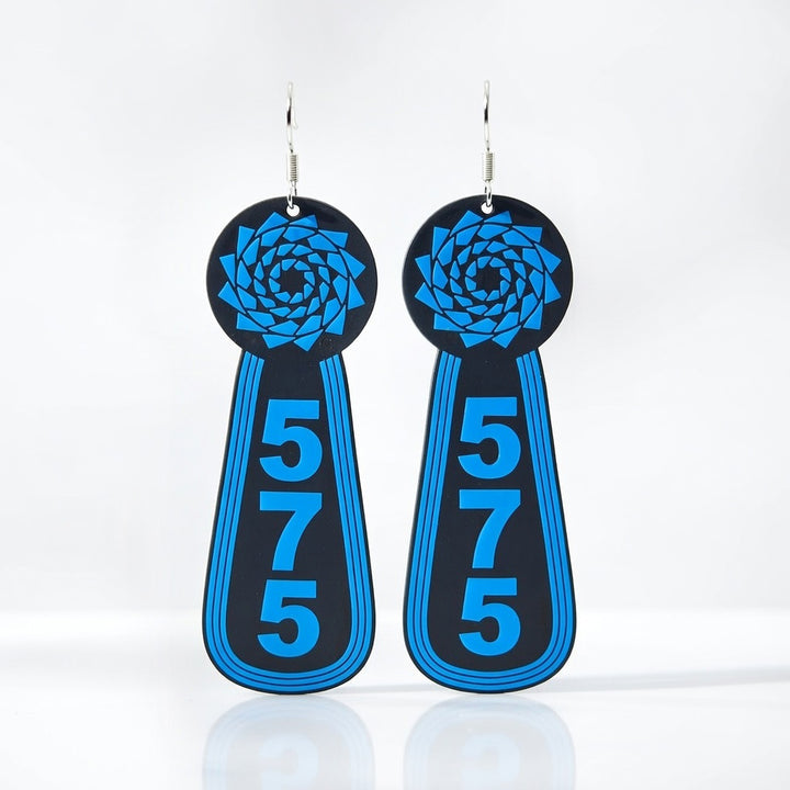 Pinecone Patchwork 575 Slab Earrings (Black/Turquoise)