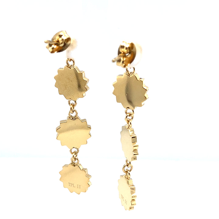 Pinecone Patchwork Earring Stainless Gold-Tone Three Dangle