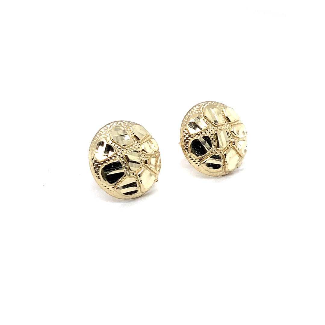 10k  Round 12mm Nugget Earrings