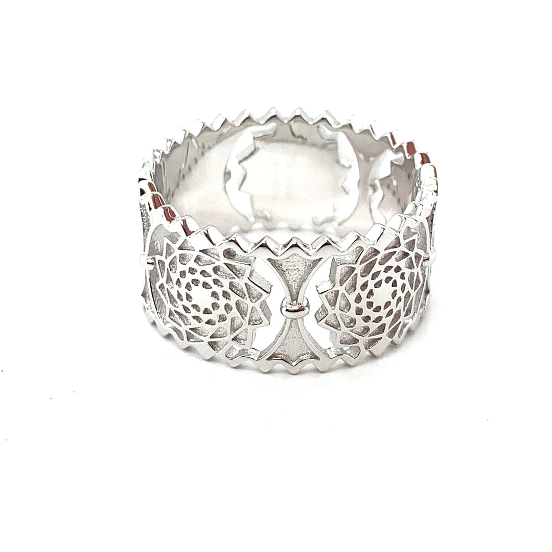 Pinecone Patchwork Unity Ring  Band Sterling