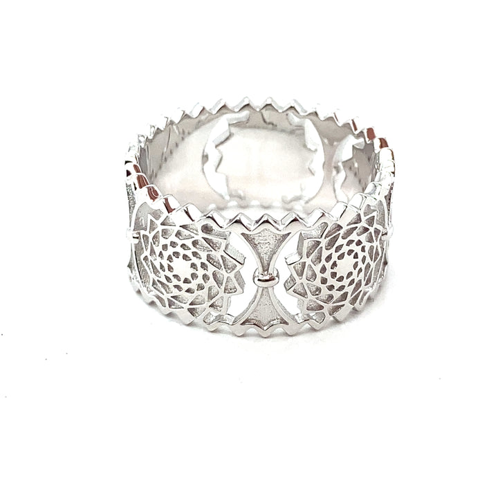 Pinecone Patchwork Unity Ring  Band Sterling