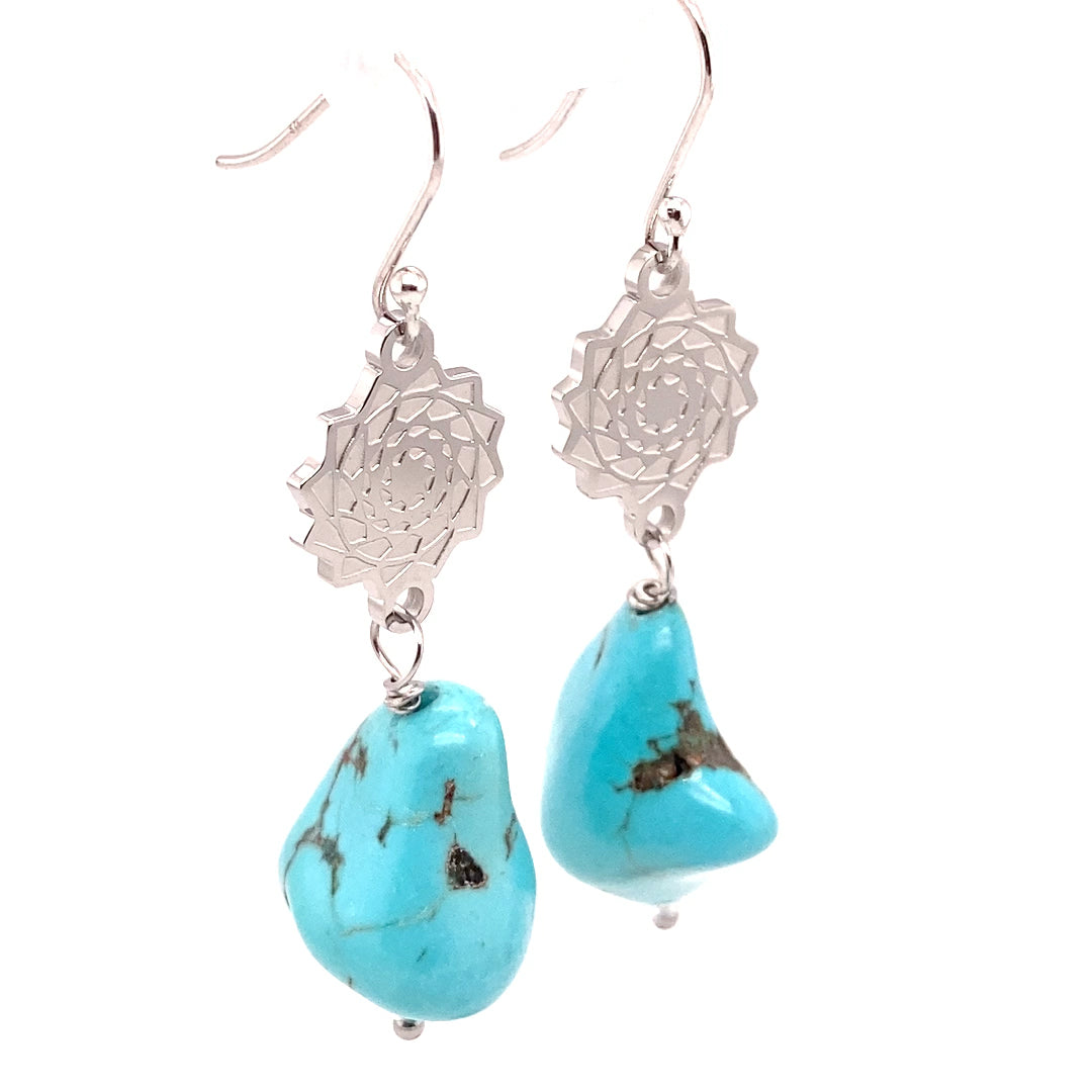 Pinecone Patchwork Turquoise Earrings