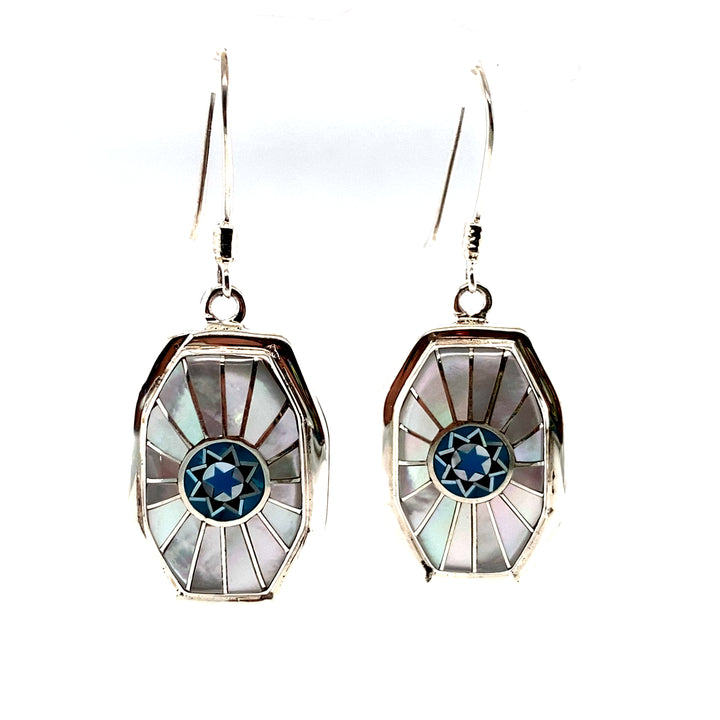 Pinecone Patchwork Inlay MOP Turquoise Earrings