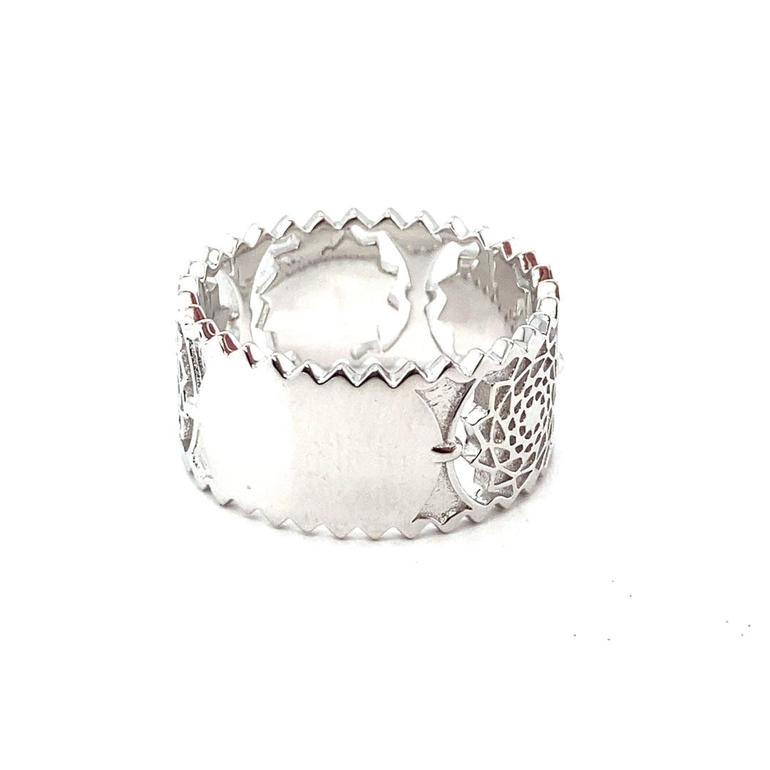 Pinecone Patchwork Unity Ring  Band Sterling