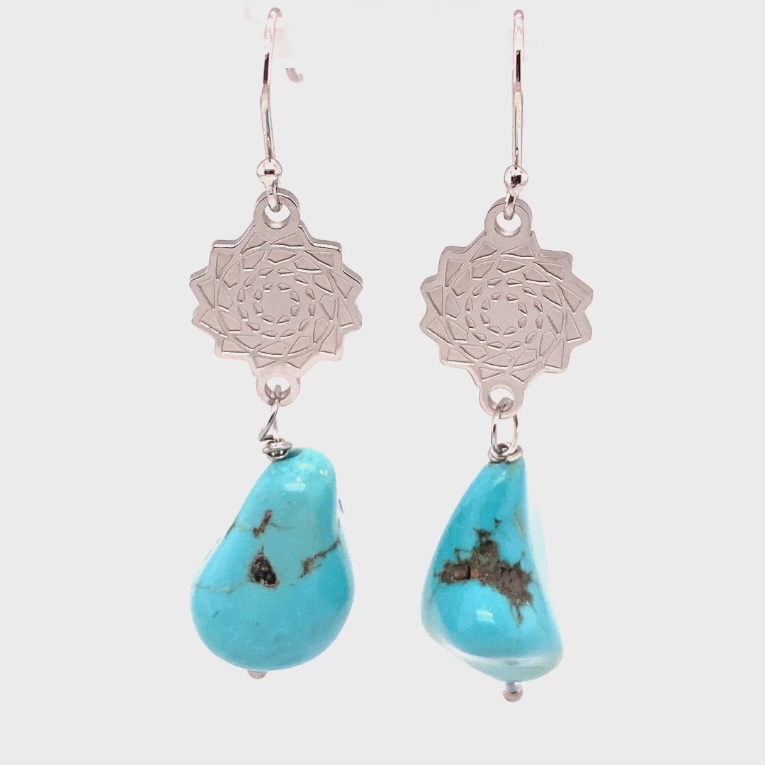 Pinecone Patchwork Turquoise Earrings