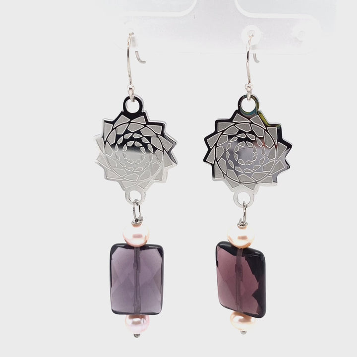 Pinecone Patchwork Earrings with Amethyst Stones