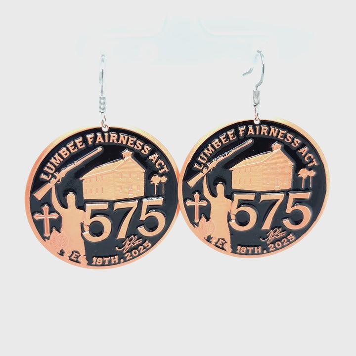 Copper 575 Lumbee Fairness Act Earrings Black