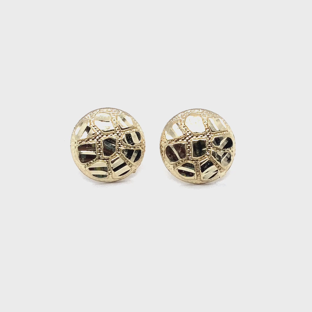 10k  Round 12mm Nugget Earrings