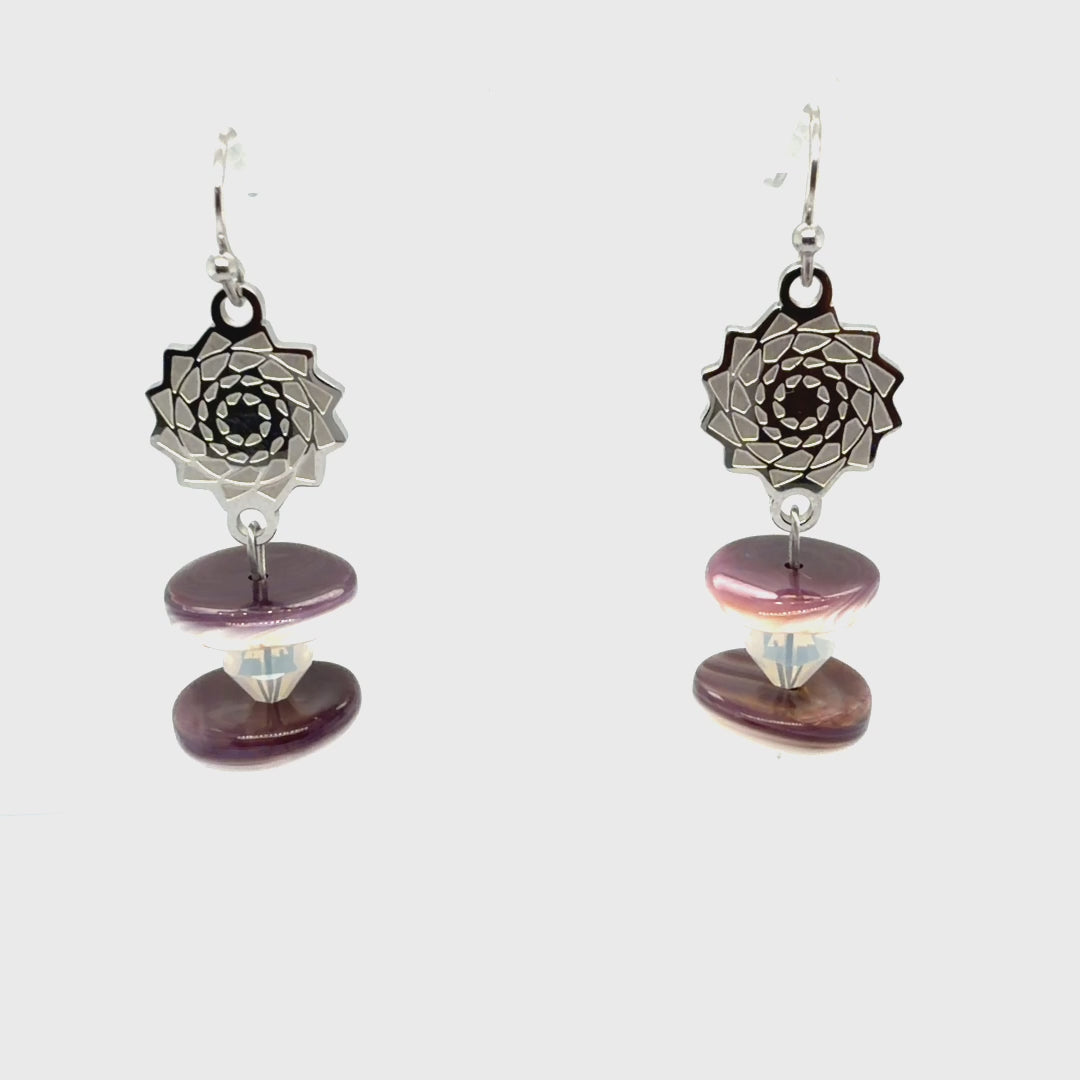 Wampum Pinecone Patchwork Earrings Small