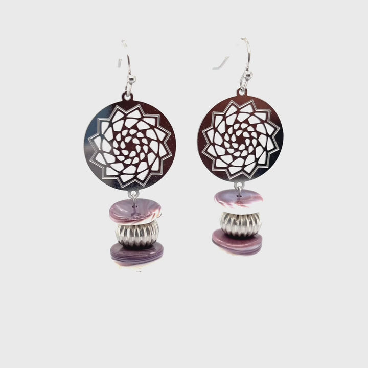 Wampum Pinecone Patchwork Earrings