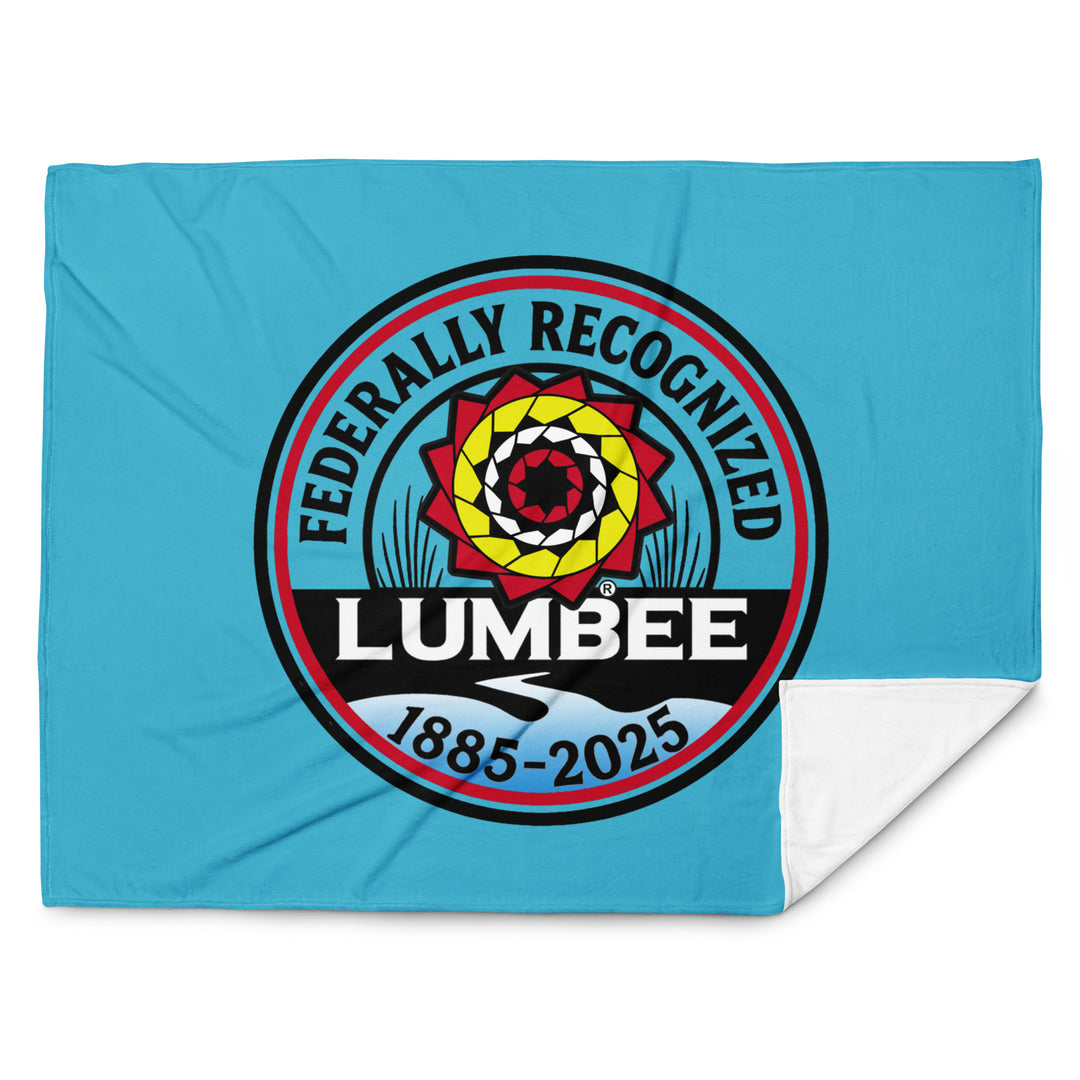 Printfull Lumbee Recognition throw blanket with detailed print design, 60x80 inches, showcasing vibrant patterns and cultural motifs.