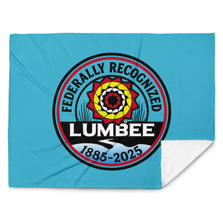 Printfull Lumbee Recognition throw blanket with detailed print design, 60x80 inches, showcasing vibrant patterns and cultural motifs.