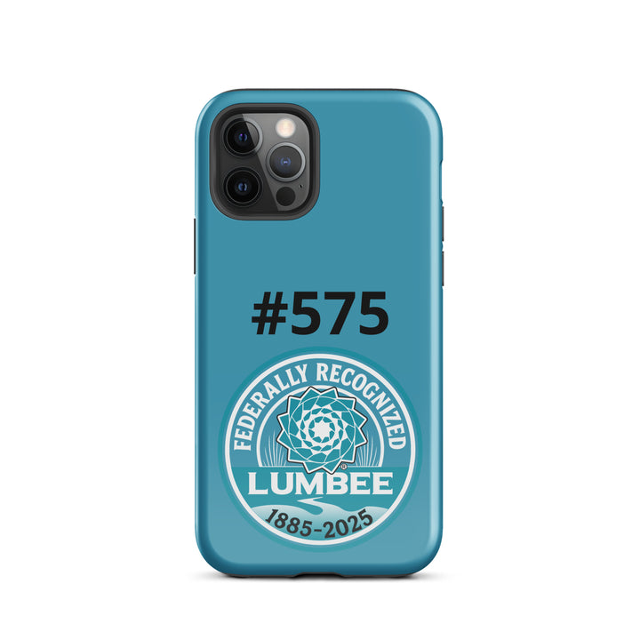 Printfull Lumbee recognition tough iPhone case with glossy finish for iPhone 12 Pro, featuring commemorative print design.
