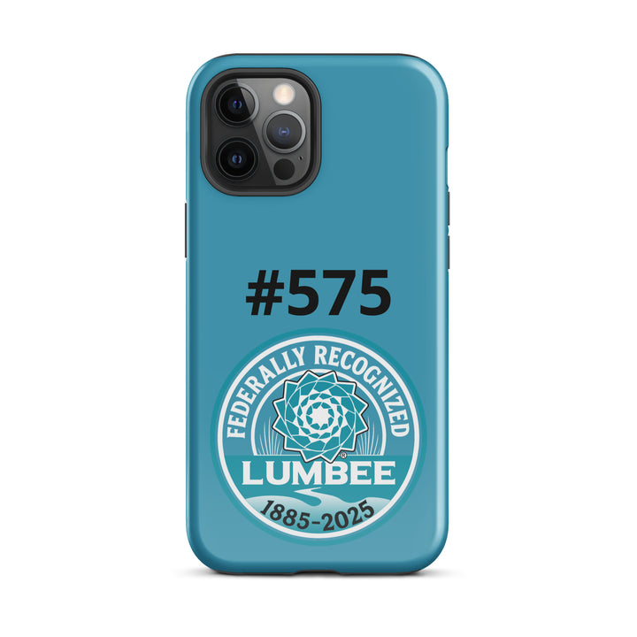 Glossy iPhone 12 Pro Max tough case with Lumbee recognition print by Printfull, featuring a durable protective design.