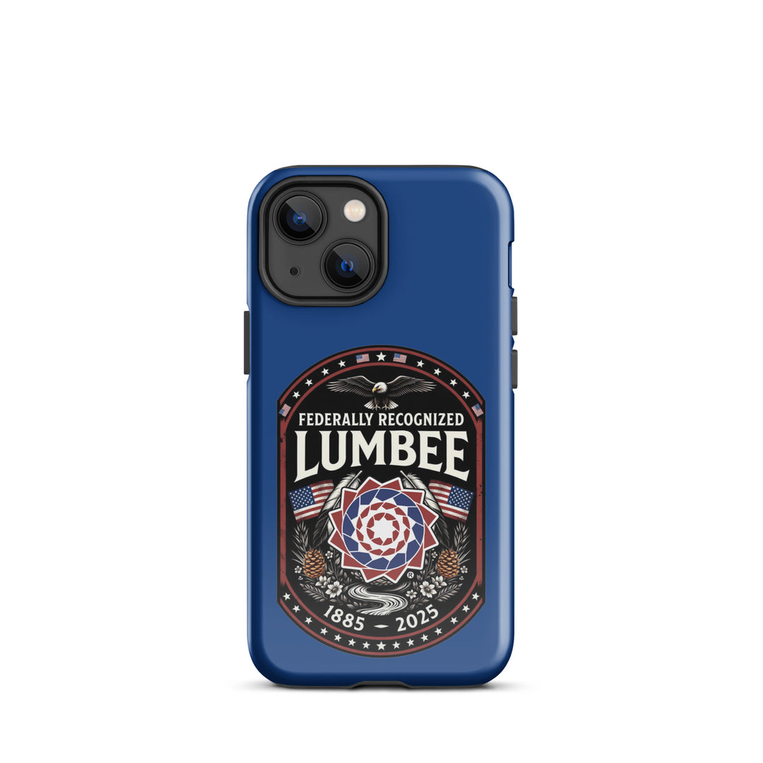 Glossy Printfull Lumbee Federal Recognition tough case for iPhone 13 Mini, featuring detailed print design on durable protective cover.