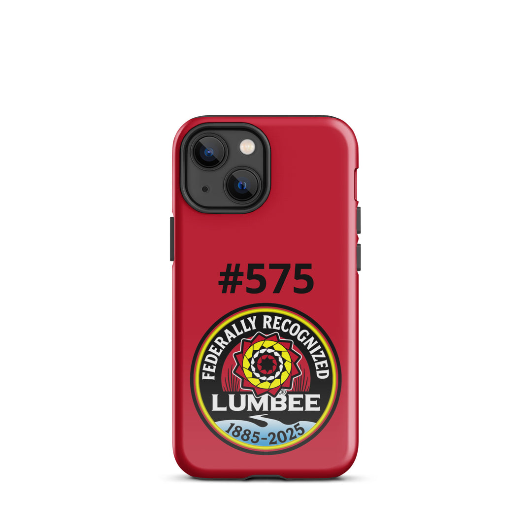 Glossy Printfull Lumbee Recognition iPhone 13 Mini tough case with detailed print design on the front.