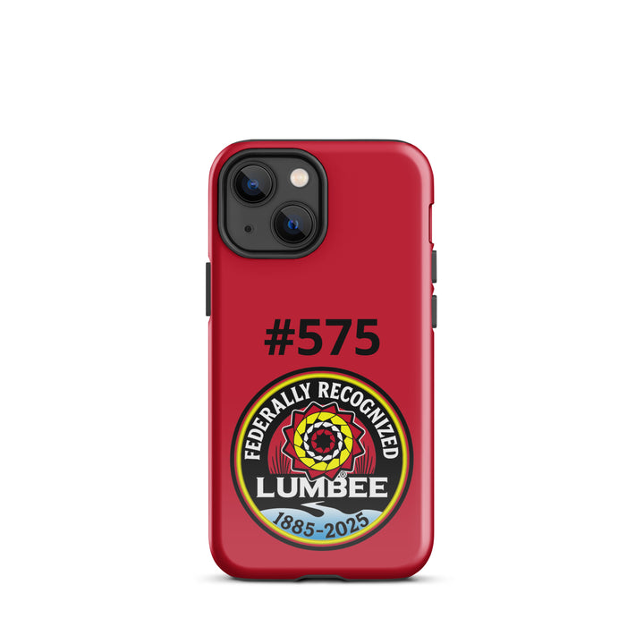 Glossy Printfull Lumbee Recognition iPhone 13 Mini tough case with detailed print design on the front.