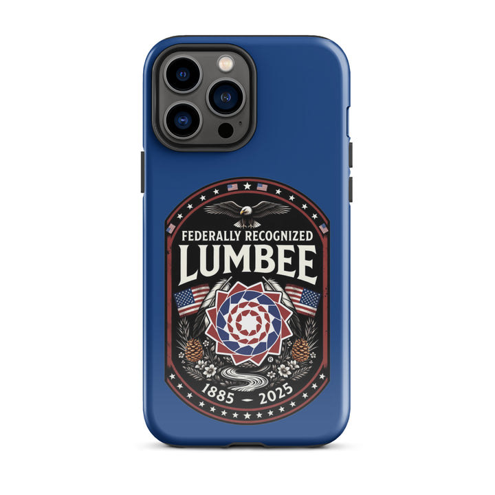 Printfull Lumbee Federal Recognition tough glossy iPhone 13 Pro Max case showing front view with branding and protective design.