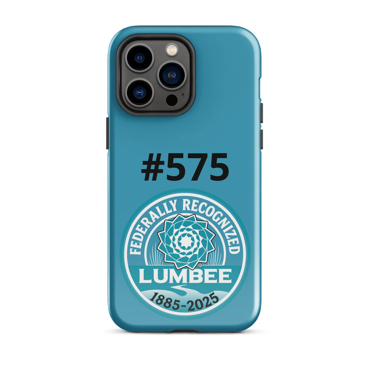 Glossy tough iPhone 14 Pro Max case with Lumbee recognition print from Printfull, providing durable protection and custom design.
